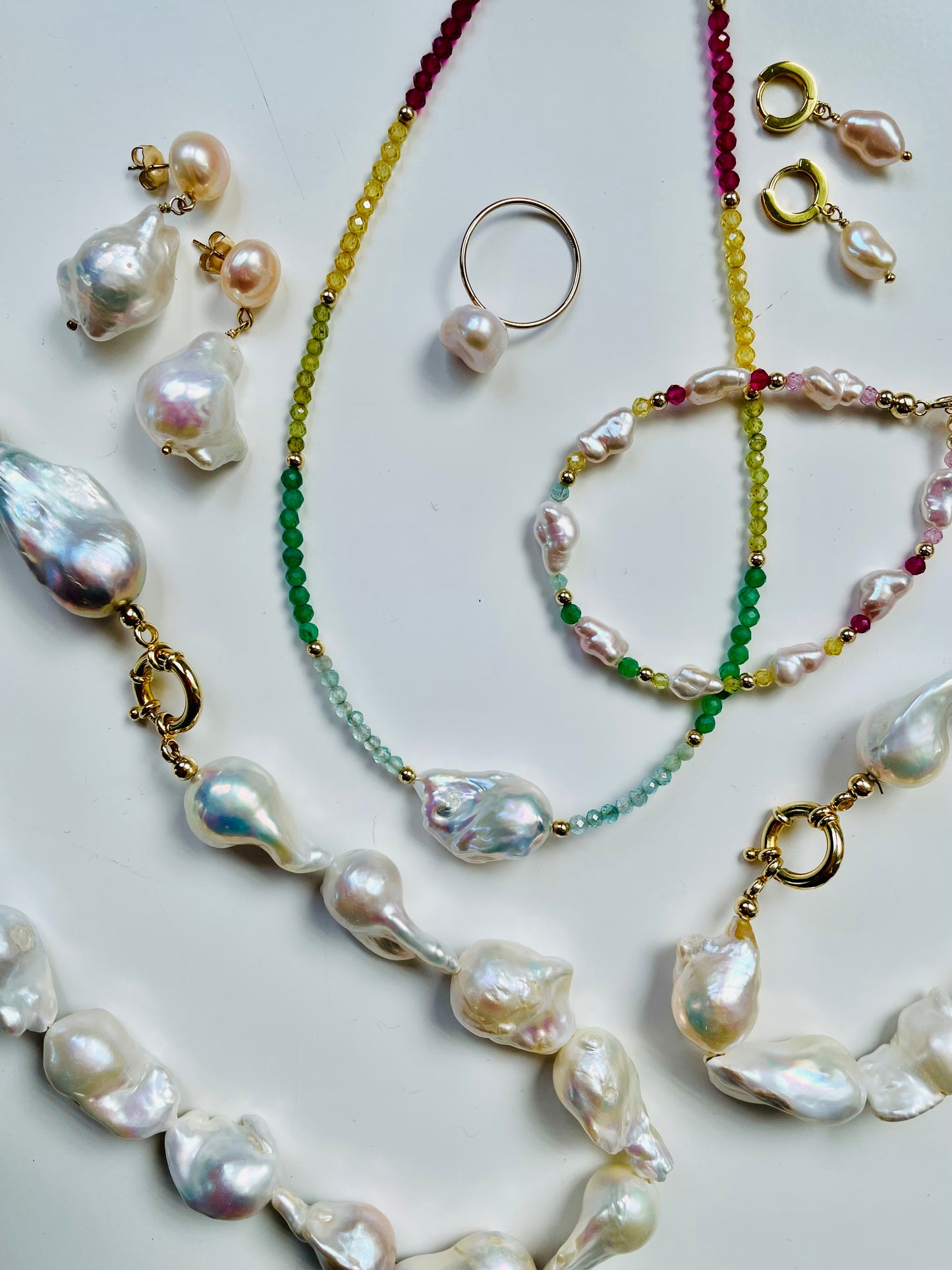 Rainbow Keshi Crystal bracelet