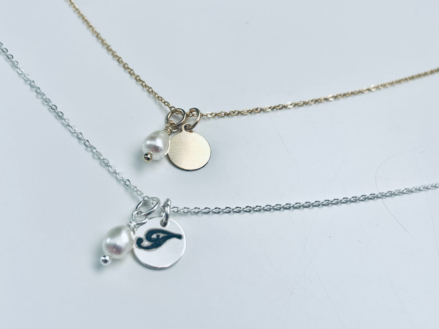 Engraved Single Letter Pearl Necklace