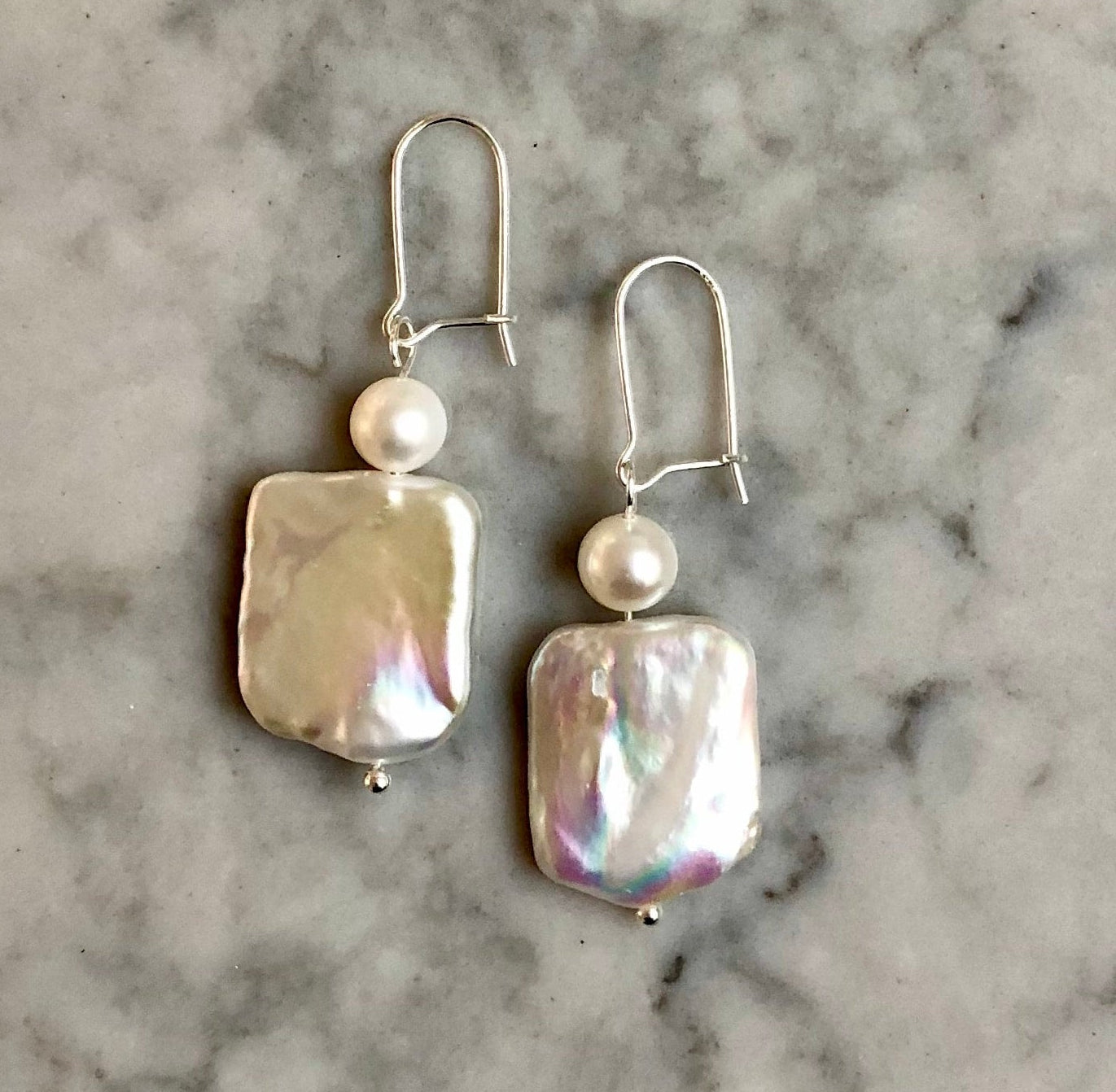 Harlequin White Drop Earrings