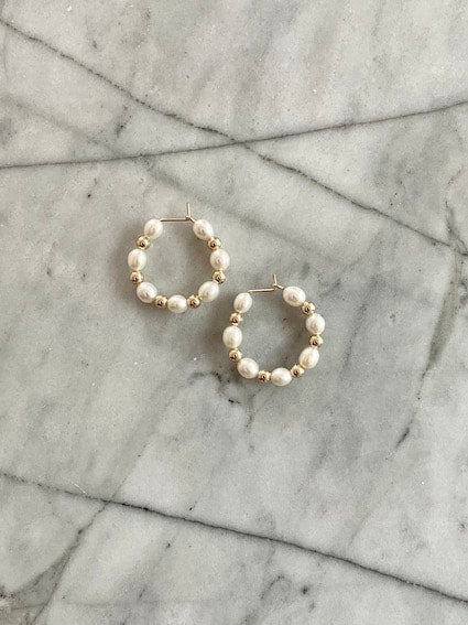 Gold and Pearl Hoops