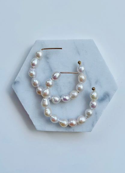 Forever Pearl Hoops - Large