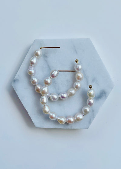 Forever Pearl Hoops - Large