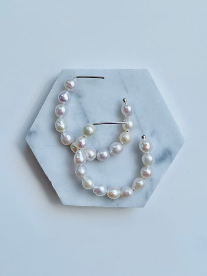 Forever Pearl Hoops - Large