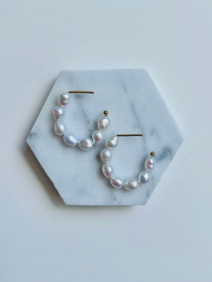 Forever Pearl Hoops - Small