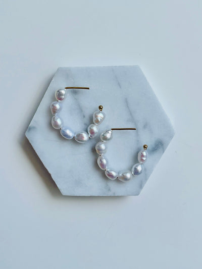 Forever Pearl Hoops - Small