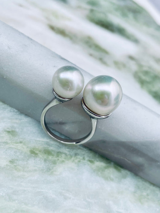 Double Pearl Split Ring