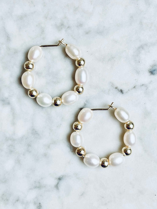 Gorgeous Pearl Hoops