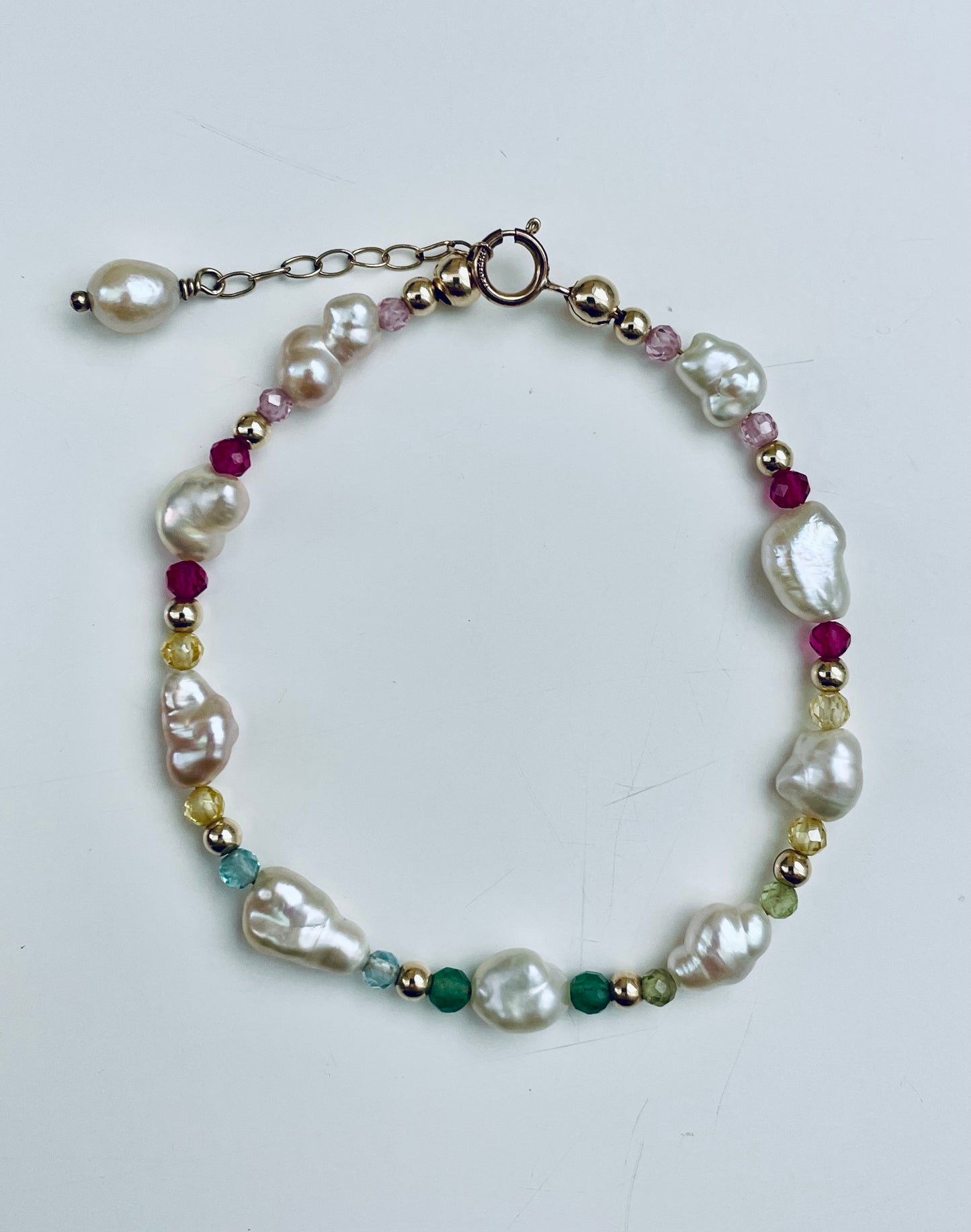 Rainbow Keshi Crystal bracelet