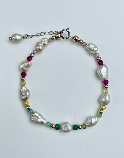 Rainbow Keshi Crystal bracelet