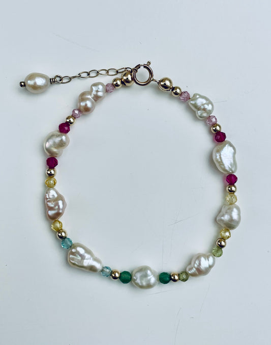 Rainbow Keshi Crystal bracelet