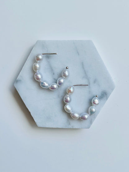 Forever Pearl Hoops - Small