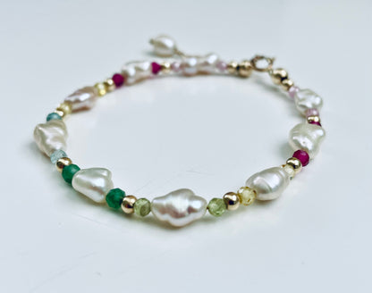 Rainbow Keshi Crystal bracelet