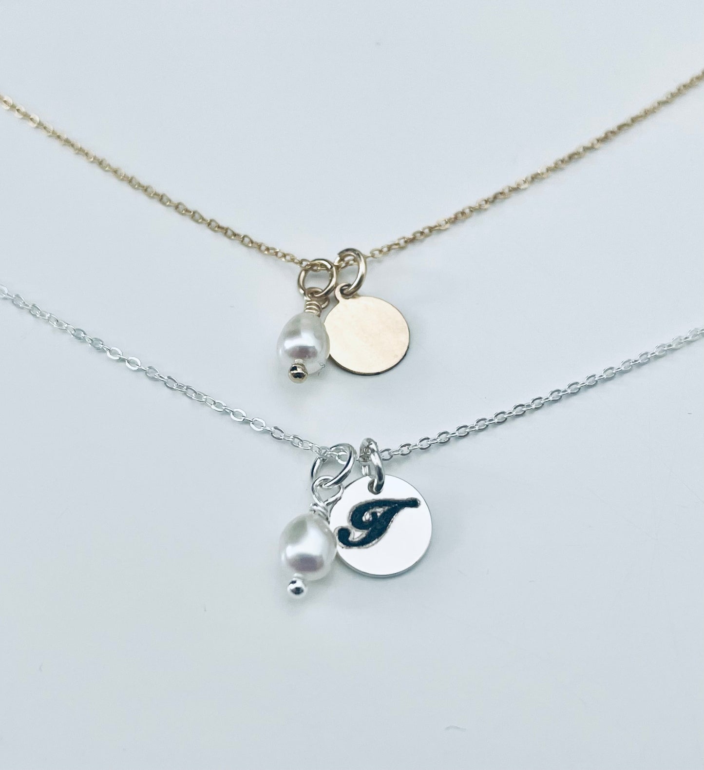 Engraved Single Letter Pearl Necklace