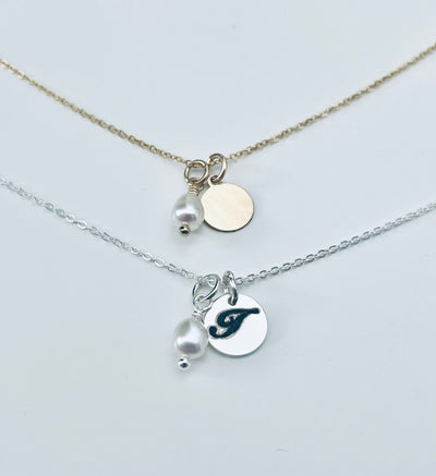 Engraved Single Letter Pearl Necklace