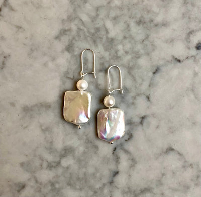 Harlequin White Drop Earrings